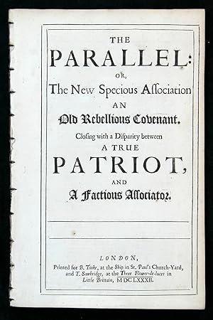 Imagen del vendedor de The Parallel: or, The New Specious Association an Old Rebellious Covenant. a la venta por Third Floor Rare Books