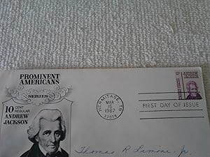 Andrew Jackson 10 Cent Stamp First Day Of Issue