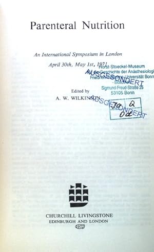 Bild des Verkufers fr Parenteral Nutrition; zum Verkauf von books4less (Versandantiquariat Petra Gros GmbH & Co. KG)