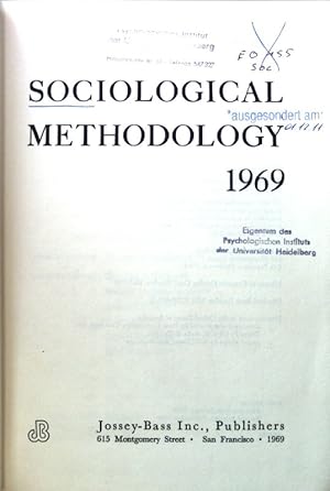 Bild des Verkufers fr Sociological Methodology 1969; zum Verkauf von books4less (Versandantiquariat Petra Gros GmbH & Co. KG)