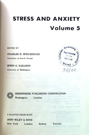 Bild des Verkufers fr Stress and Anxiety; The series in clinical & community psychology; Volume 5; zum Verkauf von books4less (Versandantiquariat Petra Gros GmbH & Co. KG)