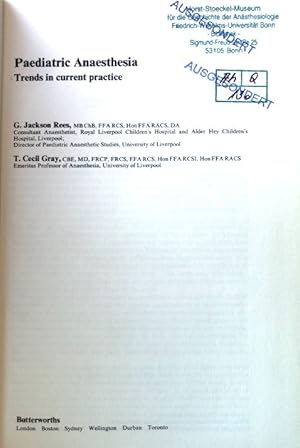 Seller image for Paediatric Anaesthesia: Trends in Current Practice; for sale by books4less (Versandantiquariat Petra Gros GmbH & Co. KG)