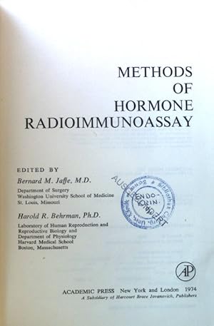 Bild des Verkufers fr Methods of Hormone Radioimmunoassay; zum Verkauf von books4less (Versandantiquariat Petra Gros GmbH & Co. KG)