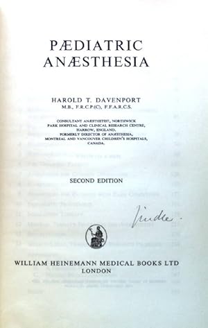 Imagen del vendedor de Paediatric Anaesthesia; a la venta por books4less (Versandantiquariat Petra Gros GmbH & Co. KG)