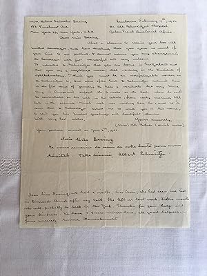 Albert Schweitzer Signed Letter