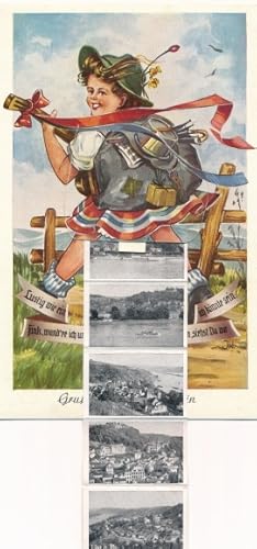 Bild des Verkufers fr Leporello Ansichtskarte / Postkarte Linz am Rhein, Wanderer, Stadtansichten zum Verkauf von akpool GmbH
