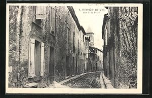 Carte postale Serviès-en-Val, Rue de la Place, vue de la rue