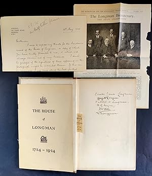 Seller image for The House of Longman with a Record of their Bicentenary Celebrations 1724 - 1924 for sale by Matthew Nutt Antiquarian Books