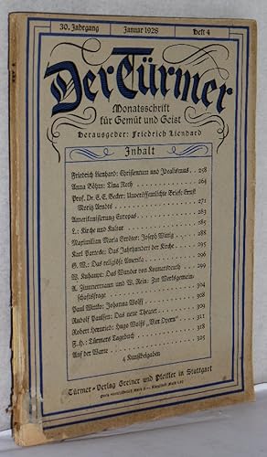 Seller image for Der Trmer. Monatsschrift fr Gemt und Geist. 30. Jahrgang, Heft 4. Mai 1928. M. 4 Kunstbeilagen. for sale by Antiquariat Reinsch