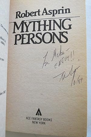 Immagine del venditore per MYTH-ING PERSONS (Signed by Author) venduto da Sage Rare & Collectible Books, IOBA