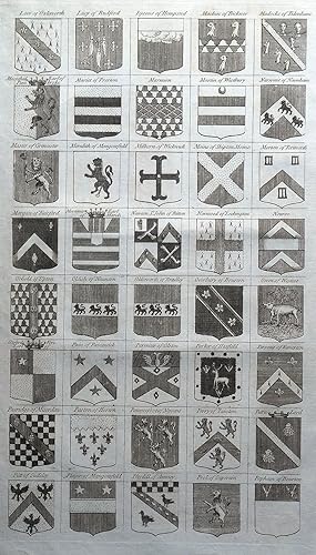 40 COATS OF ARMS, Heraldic Shields, Family Crests #5 original antique print 1768