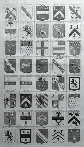 40 COATS OF ARMS, Heraldic Shields, Family Crests #8 original antique print 1768