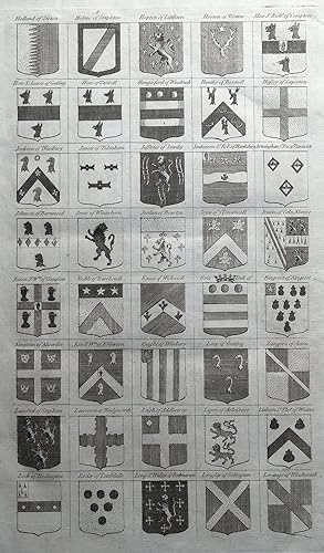 40 COATS OF ARMS, Heraldic Shields, Family Crests #4 original antique print 1768
