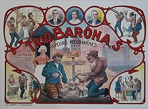 TRIO BARONA'S PAVEURS MÉLOMANES" Affiche belge originale entoilée / Litho par L. CLEMENT & Cie Br...