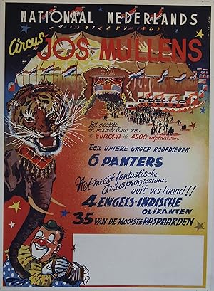 "CIRCUS JOS MULLENS" Affiche originale entoilée / Offset Hotty TANG (années 50)