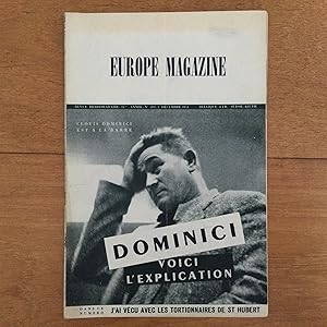 Imagen del vendedor de Europe Magazine. Revue Hebdomadaire 11eme anne n 494 - 2 dcembre 1954. Dominici, voici l'explication a la venta por Les bouquins d'Alain