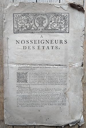 Supplique de Louis de MENOU, baronnie de PONTCHÂTEAU - 1748