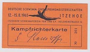 1965 Kampfrichterkarte Itzehoe Deutsche Schwimm- und Springmeisterschaften