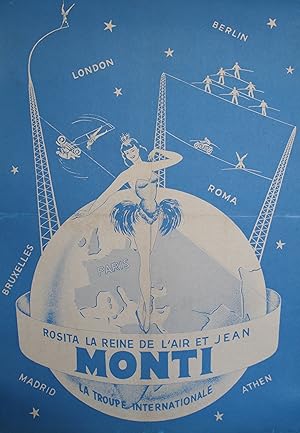 "ROSITA Reine de l'Air & JEAN MONTI" Affiche originale entoilée / Litho fin 50