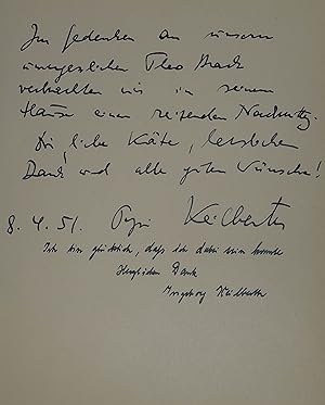 Dirigent (1908-1968). Eigenh. Albumblatt mit Unterschrift (blaue Tinte) "Im Gedenken an unsern. T...