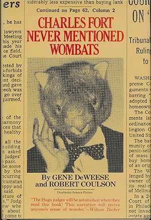 Imagen del vendedor de Charles Fort Never Mentioned Wombats SIGNED a la venta por DreamHaven Books
