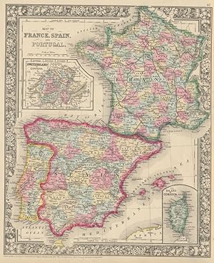 Map of France, Spain and Portugal