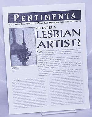 Image du vendeur pour Pentimenta: the art journal of LVA; Lesbians in the Visual Arts What is a Lesbian Artist? [aka LVA Newsletter] mis en vente par Bolerium Books Inc.