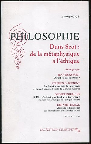 Seller image for Philosophie n61, 1er mars 1999 - Duns Scot : de la mtaphysique  l'thique for sale by LibrairieLaLettre2