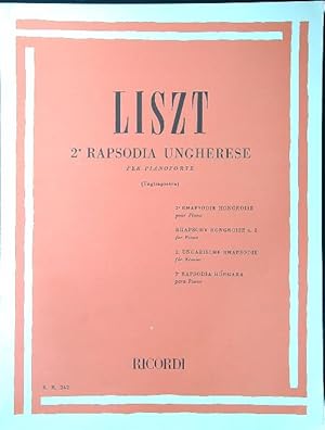 Bild des Verkufers fr Liszt - 2 Rapsodia ungherese per pianoforte zum Verkauf von Librodifaccia