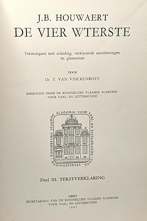 Immagine del venditore per J.B. Houwaert de Vier Wterste - Tekstuitgave met inleiding verklarende aantekeningen en glossarium - DEEL III venduto da crealivres