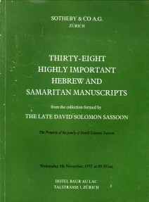 Catalogue of thirty-eight highly important Hebrew and Samaritan Manuacripts from the collection f...