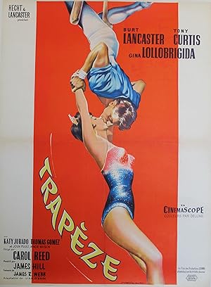 "TRAPÈZE" Affiche originale entoilée / Réalisé par Carol REED en 1956 avec Burt LANCASTER et Gina...