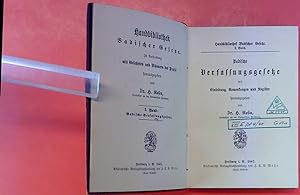 Bild des Verkufers fr Handbibliothek Badischer Gesetze - I. Band: Badische Verfassungsgesetze zum Verkauf von biblion2