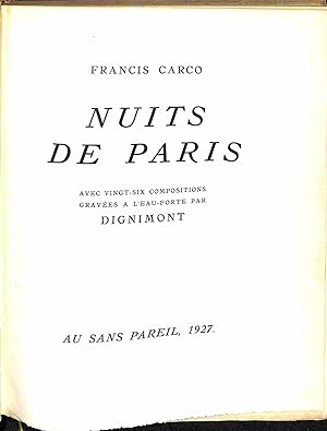 Nuits de Paris avec vingt-six compositions gravee a l'eau-forte par Dignimont