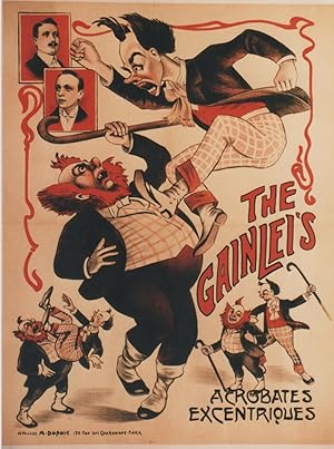 "THE GAINLEI'S: ACROBATES EXCENTRIQUES" Affiche originale entoilée / Litho AFFICHES A. DUPUIS Par...