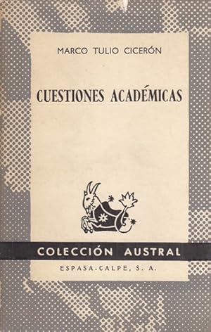 Seller image for CUESTIONES ACADMICAS for sale by Librera Vobiscum