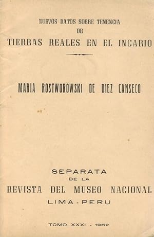 Seller image for Nuevos datos sobre la tenencia de Tierras Reales en el incario. Separata de la Revista del Museo Nacional. Lima, Tomo XXXI, 1962. for sale by La Librera, Iberoamerikan. Buchhandlung