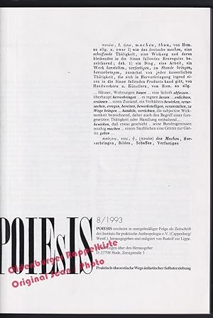 Poiesis: Praktisch-theoretische Wege ästhetischer Selbsterziehung 8/1993 - Lippe, Rudolf zur (Hrsg)
