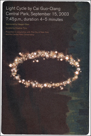 Bild des Verkufers fr Light Cycle by Cai Guo-Qiang, Central Park zum Verkauf von Specific Object / David Platzker