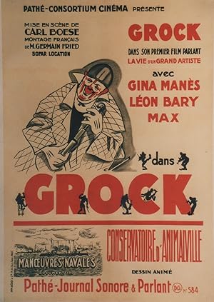 "GROCK" Affiche originale entoilée / PATHÉ-CONSORTIUM CINEMA / Réalisé par Carl BOESE avec GROCK,...