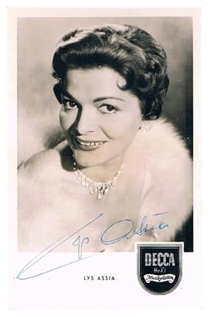 Lys Assia. Autogrammkarte. Signiert