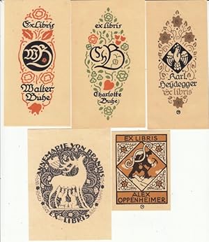 Imagen del vendedor de 5 Exlibris. a la venta por Antiquariat  Braun