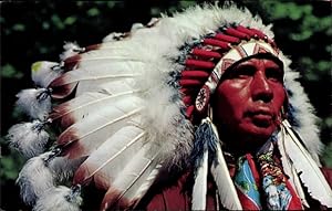 Ansichtskarte / Postkarte Indian Chief, Indianerhäuptling, Federschmuck