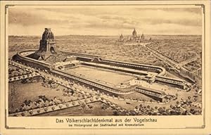 Imagen del vendedor de Knstler Ansichtskarte / Postkarte Leipzig in Sachsen, Vlkerschlachtdenkmal, Sdfriedhof mit Krematorium a la venta por akpool GmbH