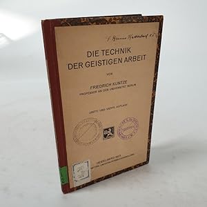 Seller image for Die Technik der geistigen Arbeit. 3. u. 4. Auflage for sale by Antiquariat Bookfarm