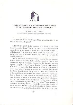 Imagen del vendedor de LIBRO DE LA JUNTA DE CABALLEROS HIJOSDALGO DE LA VILLA DE LA PUEBLA DE ARGANZON (EXTRAIDO ORIGINAL DEL A�O 1973, ESTUDIO COMPLETO TEXTO INTEGRO) a la venta por Libreria 7 Soles