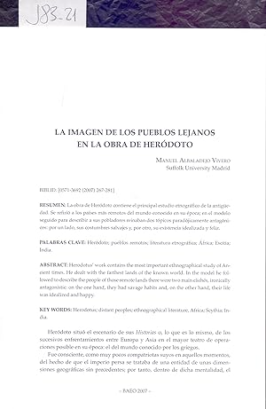 Image du vendeur pour LA IMAGEN DE LOS PUEBLOS LEJANOS EN LA OBRA DE HERODOTO mis en vente par Libreria 7 Soles