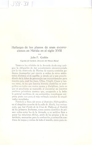 Seller image for HALLAZGO DE LOS PLANOS DE UNAS EXCAVACIONES EN MERIDA (BADAJOZ) EN EL SIGLO XVIII for sale by Libreria 7 Soles