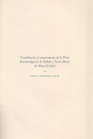 Imagen del vendedor de CONTRIBUCION AL CONOCIMIENTO DE LA FLORA KIMMERIDGIENSE DE RUBIES Y SANTA MARIA DE MEYA (LERIDA) a la venta por Libreria 7 Soles