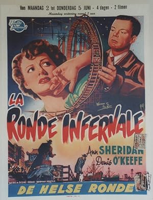 "LA RONDE INFERNALE (WOMAN ON THE RUN)" Affichette belge originale entoilée / DANS L'OMBRE DE SAN...